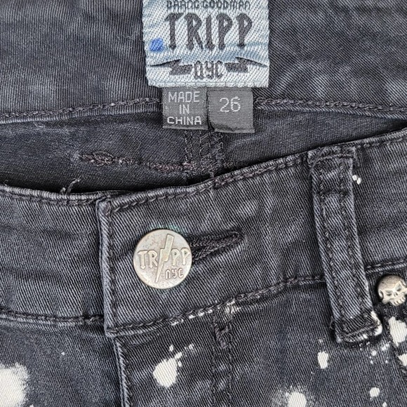 Tripp NYC Distressed Bleach-dyed  Skinny Jeans Skull Accents - Picture 6 of 6